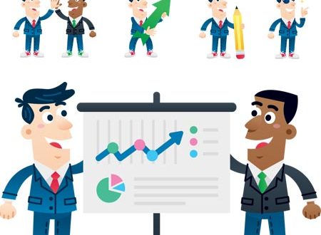 Cartoon office male gestures vectors