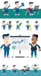 Cartoon office male gestures vectors