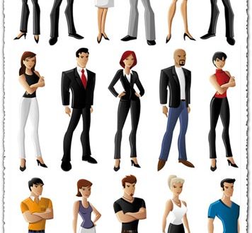 Cartoon people characters vector collar