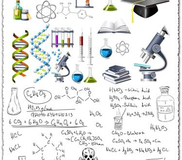 Chemistry experiments and equation writing vectors