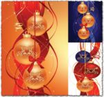 Vector Christmas balls with graphic elements