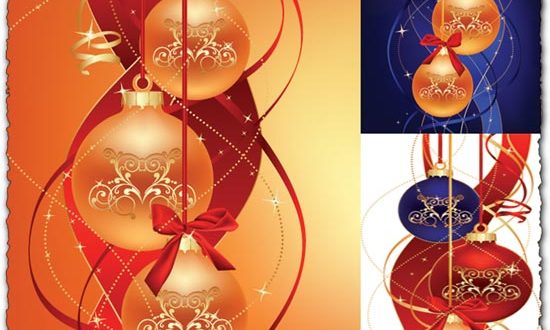 Vector Christmas balls with graphic elements
