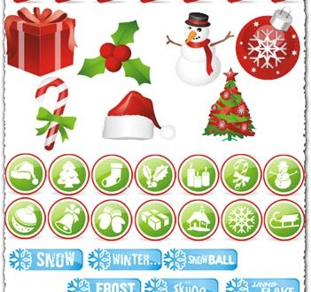Png Christmas ornaments and round buttons