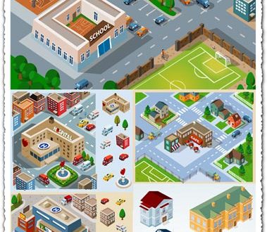 City buildings and houses vectors