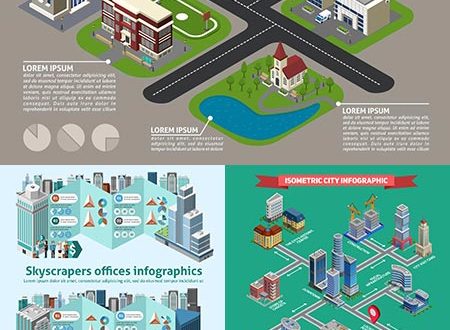 City eyebird view isometric vectors