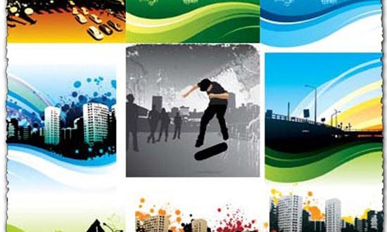 Urban city with urban objects vectors