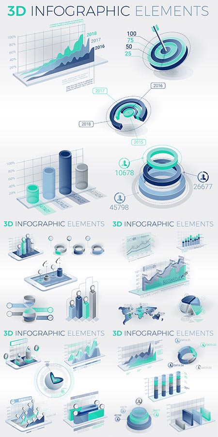 Clean corporate infographic vector bundle