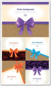 Colored bows on cards vectors
