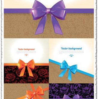 Colored bows on cards vectors