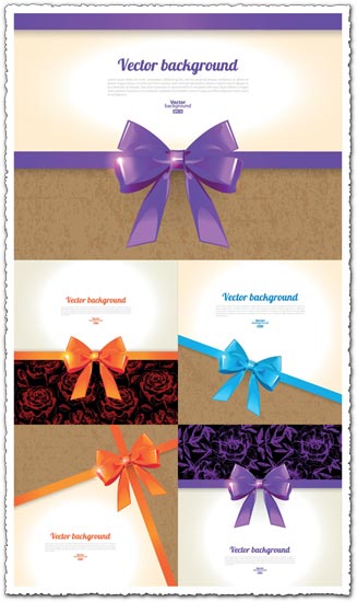Colored bows on cards vectors Colored bows on cards vectors