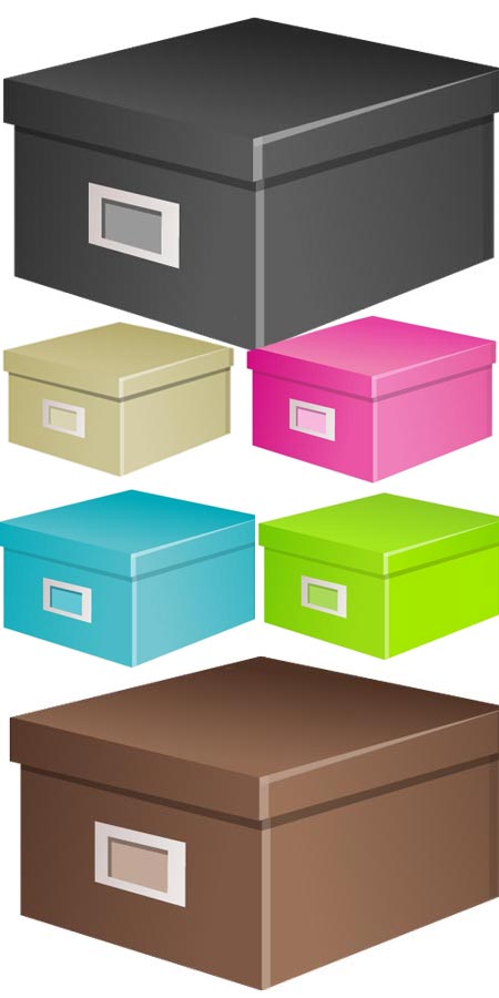 Vector boxes in different shapes and colors