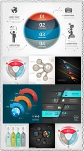 Colored infographics labels and stickers vector