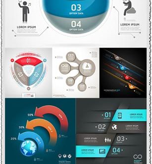 Colored infographics labels and stickers vector