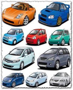 Colored modern cars vector templates