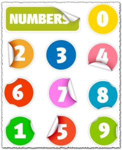 Colored numbers vector stickers