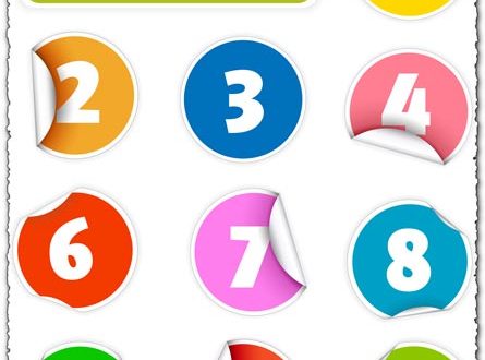 Colored numbers vector stickers