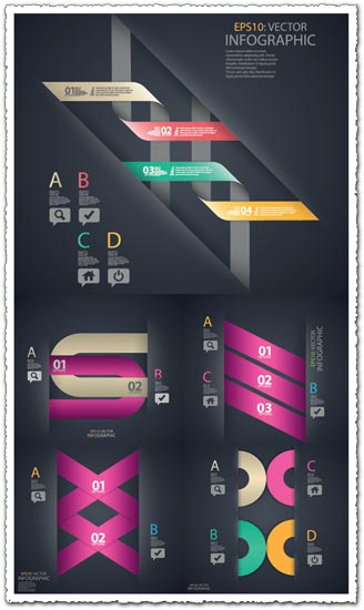 Colored option labels infographics vector