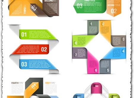 Colored origami vector banners