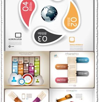Colored paper tags infographics vector