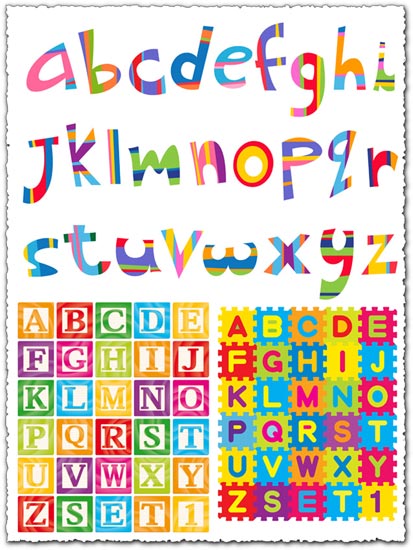 Colored school alphabet vectors