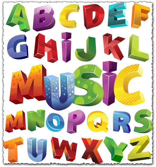 Colorful 3D alphabet letter vectors
