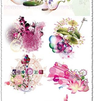 Colorful fantasy flowers vectors