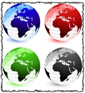 Colorful globes in vector format