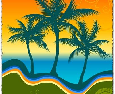 Palm tree vector outline illustration