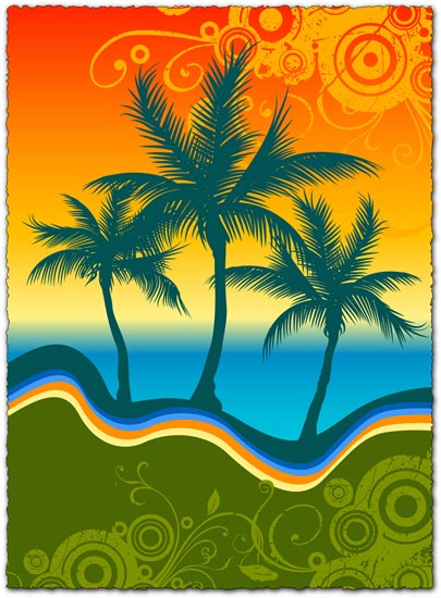 Palm tree vector outline illustration