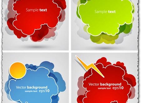 Colorful sticker clouds vectors