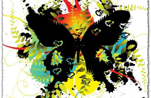 Colorful vector butterfly with floral design