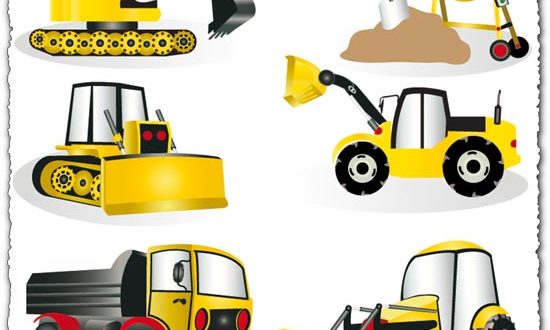 Construction heavy machines vector