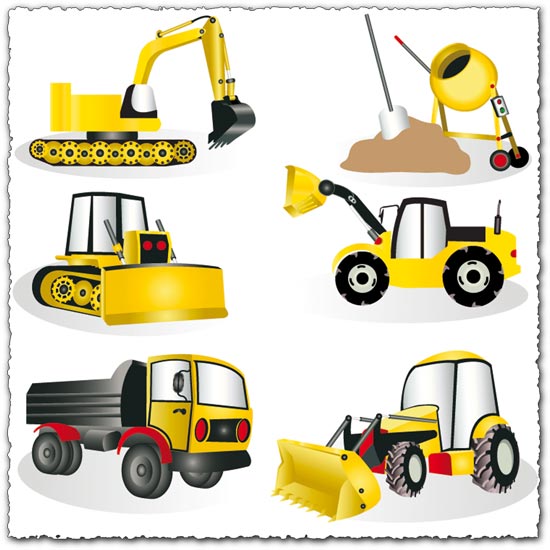 Construction heavy machines vector