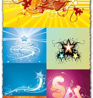 Spring template with light curly vectors