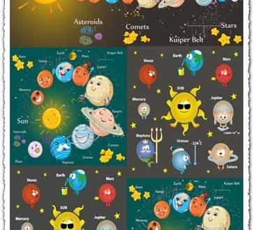 Cosmic planets cartoons vector