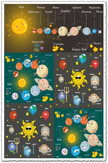 Cosmic planets cartoons vector Cosmic planets cartoons vector