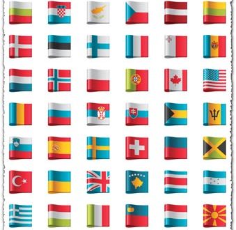 Country flags as vector labels