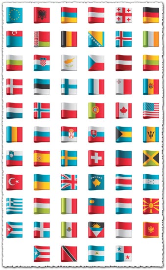 Country flags as vector labels