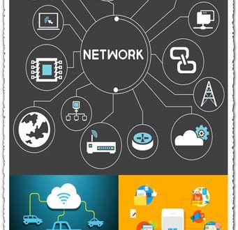 Creative network with flat icons vector