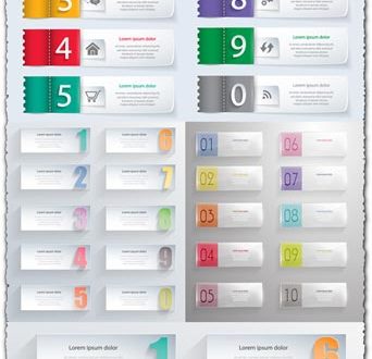 Creative paper banners with numbers vector