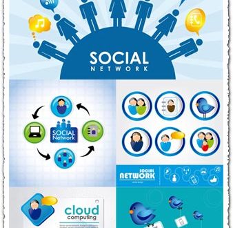 Creative social network vector cards