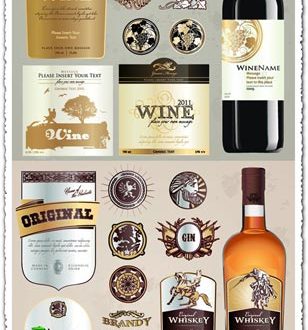 Creative wine bottle labels vector