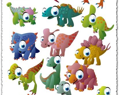 Cute baby dinosaurs cartoon vector