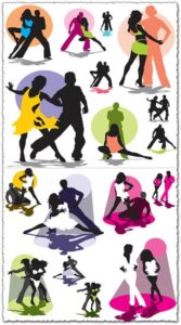 Dancing latino music silhouettes vector