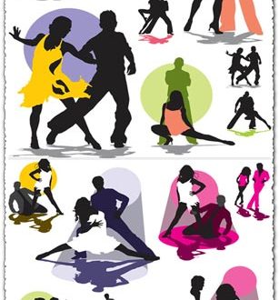 Dancing latino music silhouettes vector
