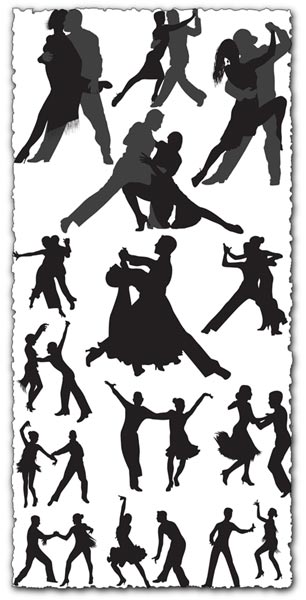 Dancing tango silhouettes vector