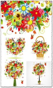 Decoration flowers bouquet illustrations