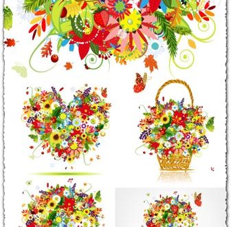 Decoration flowers bouquet illustrations