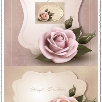 Decorative wedding cards with rose vector