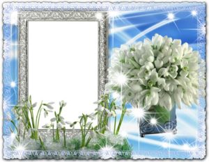 Delicate snowdrops psd photo frame